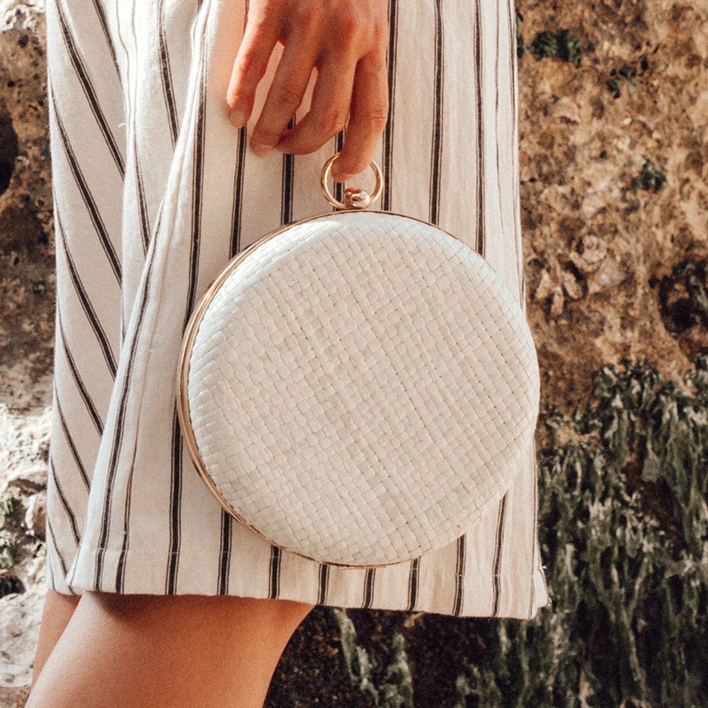 Blanca Beige Straw Clutch